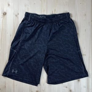 Under Armour Mens Black Camo Print 10 in Training Gym Basketball Shorts Medium